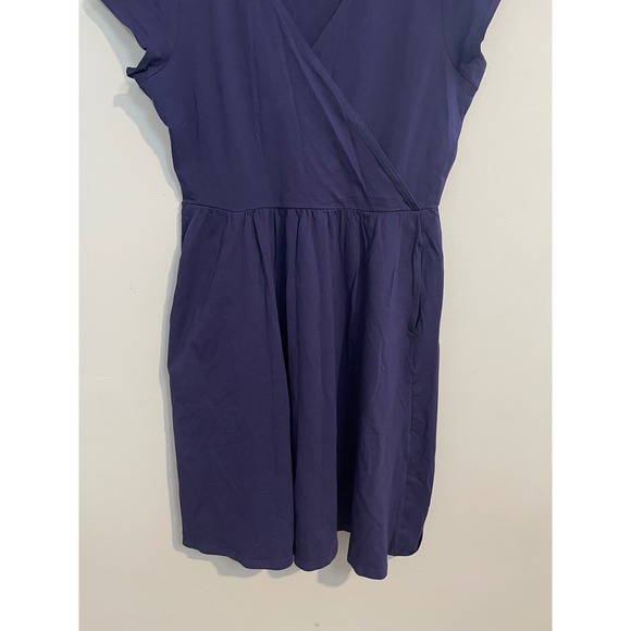 Pact Cotton Fit & Flare Crossover Dress In Eclipse Size Large Granola Girl - Picture 4 of 10
